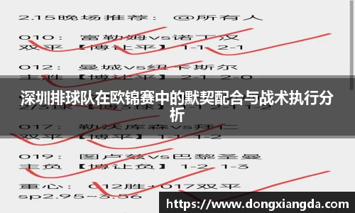 深圳排球队在欧锦赛中的默契配合与战术执行分析